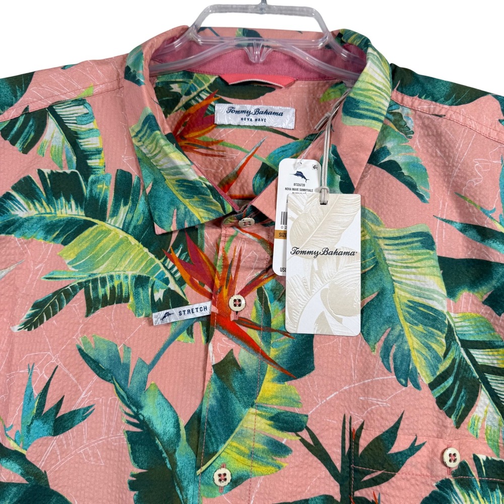 NEW Tommy Bahama Shirt Men 4XLT Pink Nova Wave Sunnyvale Blooms Tropical Stretch
